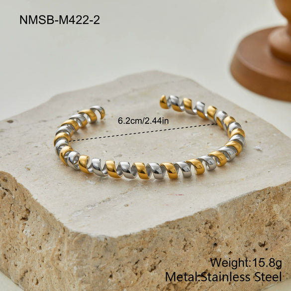Wholesale Trendy Stackable Stainless Steel 18K Gold Electroplated Geometric Bracelets For Office Ladies