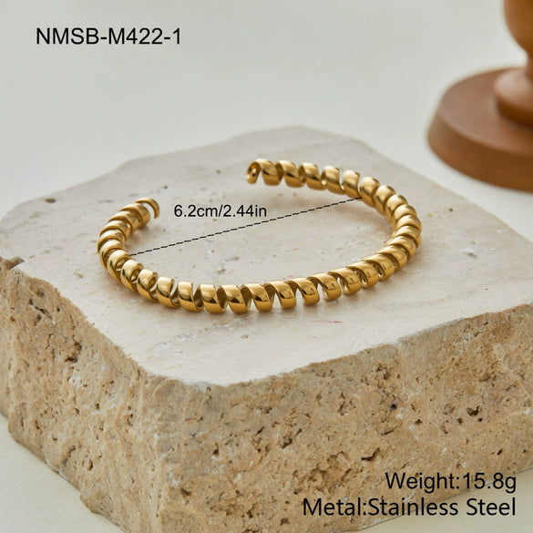Wholesale Trendy Stackable Stainless Steel 18K Gold Electroplated Geometric Bracelets For Office Ladies