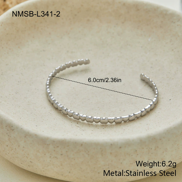 Wholesale Trendy Stackable Stainless Steel 18K Gold Electroplated Geometric Bracelets For Office Ladies