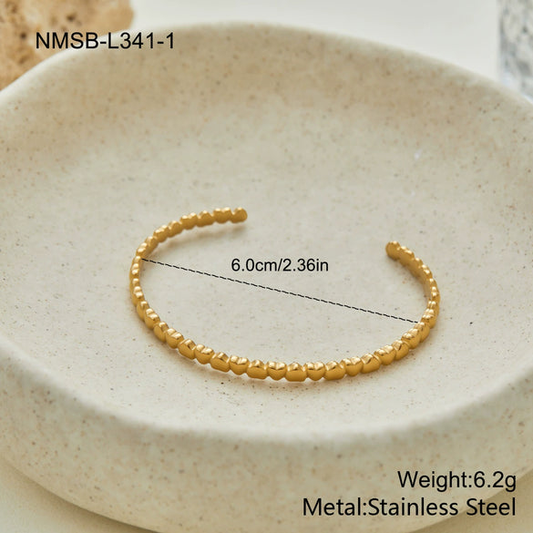 Wholesale Trendy Stackable Stainless Steel 18K Gold Electroplated Geometric Bracelets For Office Ladies