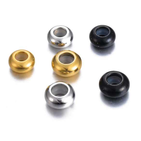 Wholesale Trendy Stainless Steel Glossy Round Rubber Bead Bracelet Accessories With Electroplated Adjustment Buckle And Positioning Beads