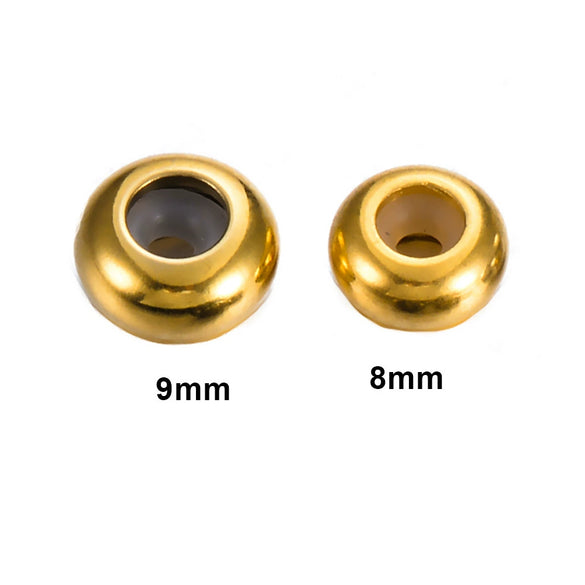 Wholesale Trendy Stainless Steel Glossy Round Rubber Bead Bracelet Accessories With Electroplated Adjustment Buckle And Positioning Beads