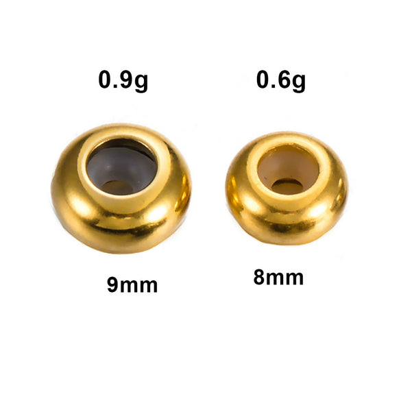 Wholesale Trendy Stainless Steel Glossy Round Rubber Bead Bracelet Accessories With Electroplated Adjustment Buckle And Positioning Beads