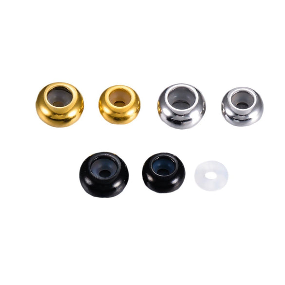 Wholesale Trendy Stainless Steel Glossy Round Rubber Bead Bracelet Accessories With Electroplated Adjustment Buckle And Positioning Beads