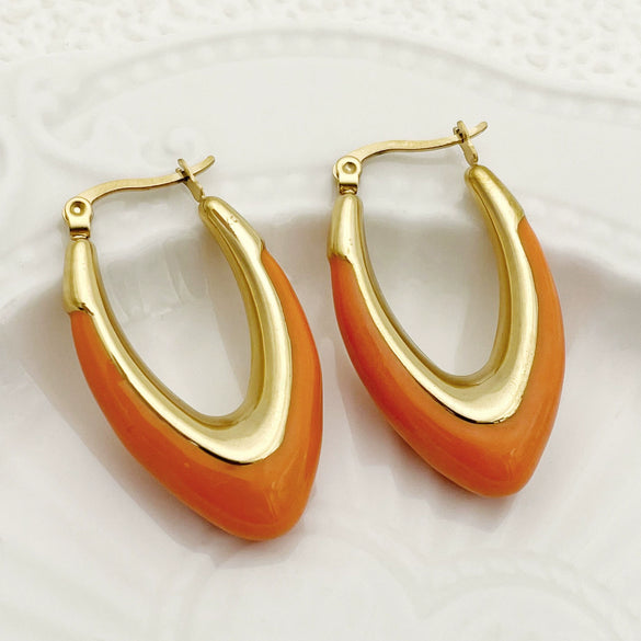 Wholesale Trendy Ushaped Drop Earrings Stainless Steel Geometric Electroplated