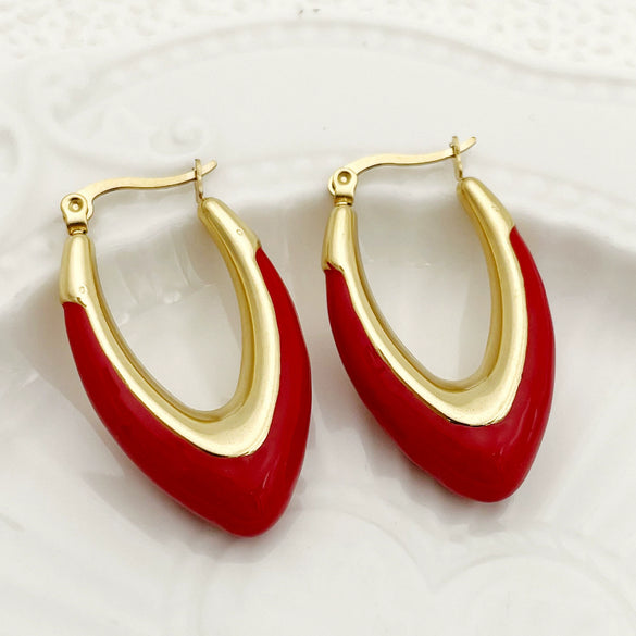 Wholesale Trendy Ushaped Drop Earrings Stainless Steel Geometric Electroplated