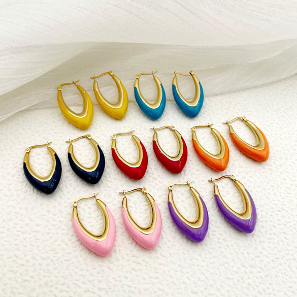 Wholesale Trendy Ushaped Drop Earrings Stainless Steel Geometric Electroplated