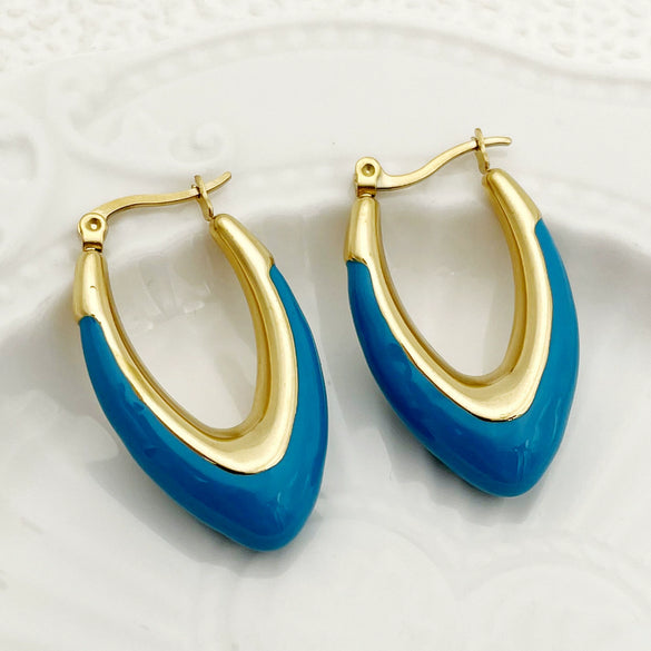 Wholesale Trendy Ushaped Drop Earrings Stainless Steel Geometric Electroplated
