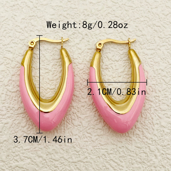Wholesale Trendy Ushaped Drop Earrings Stainless Steel Geometric Electroplated