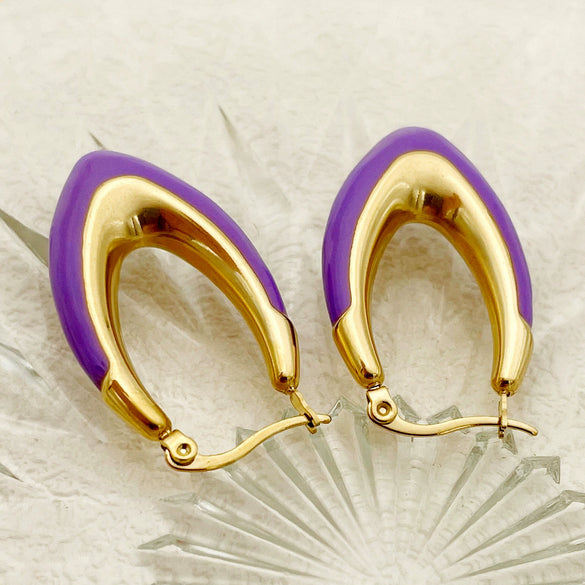 Wholesale Trendy Ushaped Drop Earrings Stainless Steel Geometric Electroplated