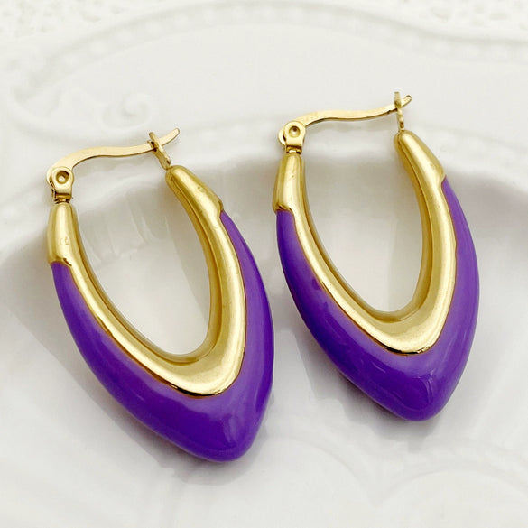 Wholesale Trendy Ushaped Drop Earrings Stainless Steel Geometric Electroplated