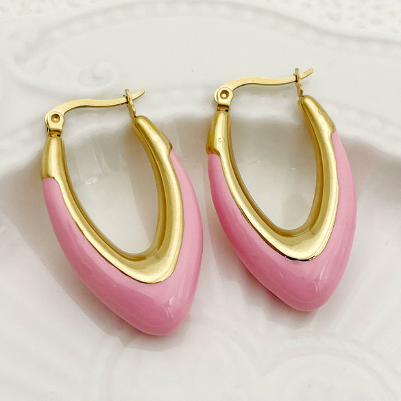 Wholesale Trendy Ushaped Drop Earrings Stainless Steel Geometric Electroplated