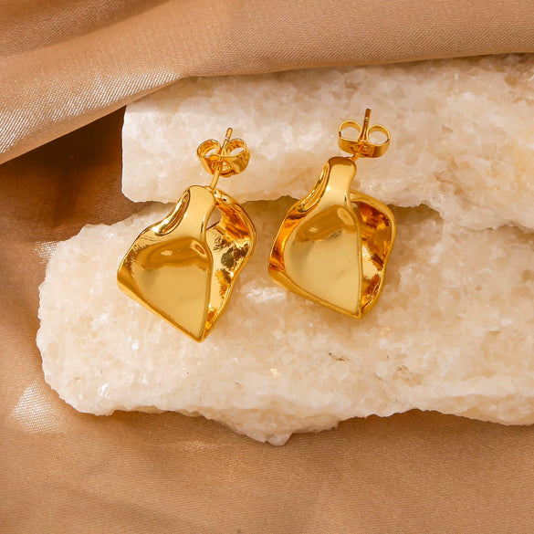 Wholesale Trendy Versatile Geometric Copper Goldplated Earrings For Women