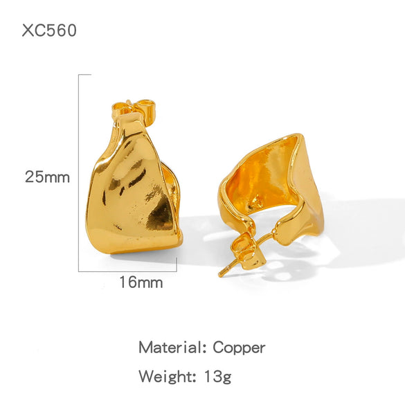 Wholesale Trendy Versatile Geometric Copper Goldplated Earrings For Women