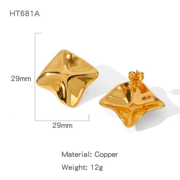 Wholesale Trendy Versatile Geometric Copper Goldplated Earrings For Women