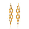 Wholesale Trendy Women's Long Tassel Stainless Steel Earrings With Waterdrop Weaving And Stitching Geometric Design Electroplated