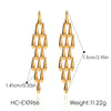 Wholesale Trendy Women's Long Tassel Stainless Steel Earrings With Waterdrop Weaving And Stitching Geometric Design Electroplated