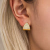 Wholesale Triangular Zircon Starry Stainless Steel Earrings With Electroplating For Women