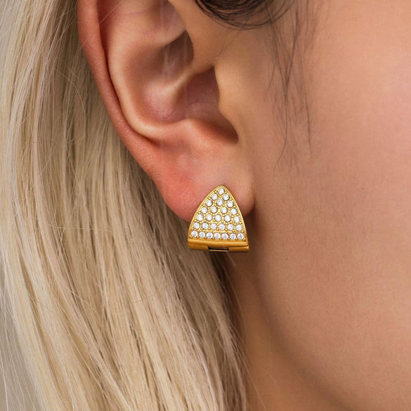 Wholesale Triangular Zircon Starry Stainless Steel Earrings With Electroplating For Women