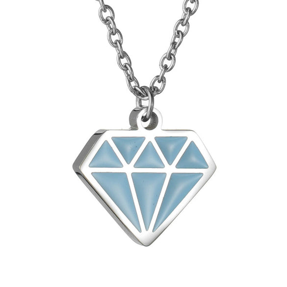 Wholesale Trinkets Titanium Steel Sweater Chain Necklace With Diamond Shape Pendant Geometric Style With Letters Numbers Text Dripping Oil Design