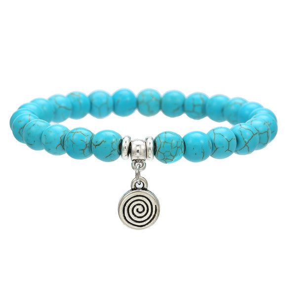 Wholesale Turquoise Alloy Beaded Bracelet With Cross Starfish Turtle Eyes Geometric Pattern Handmade