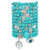 Wholesale Turquoise Alloy Beaded Bracelet With Cross Starfish Turtle Eyes Geometric Pattern Handmade
