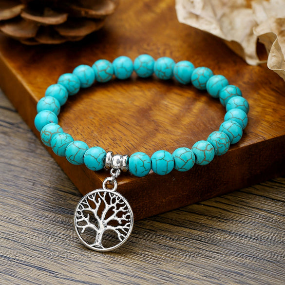 Wholesale Turquoise Alloy Beaded Bracelet With Cross Starfish Turtle Eyes Geometric Pattern Handmade