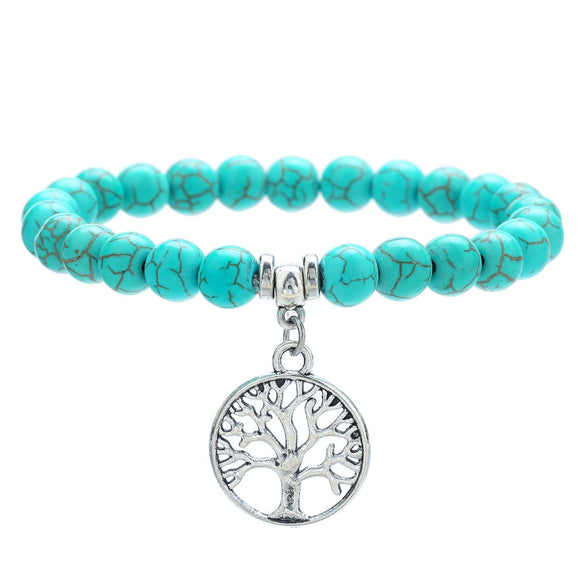 Wholesale Turquoise Alloy Beaded Bracelet With Cross Starfish Turtle Eyes Geometric Pattern Handmade