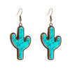 Wholesale Turquoise Cactus Flower Personality Exaggerated Women's Earrings