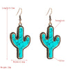 Wholesale Turquoise Cactus Flower Personality Exaggerated Women's Earrings