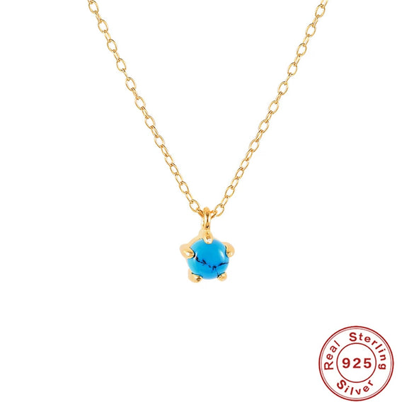 Wholesale Turquoise Geometric Round Cross Drop Pendant Necklace For Women Silver 925 And Zircon With Electroplating O Chain