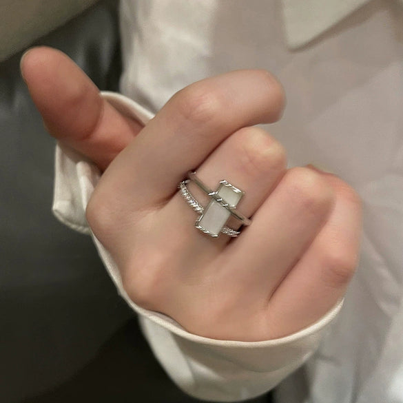 Wholesale Turquoise Geometric Style Opening Ring With Electroplating Treatment For Women