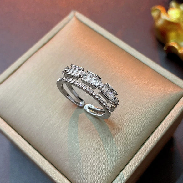 Wholesale Turquoise Geometric Style Opening Ring With Electroplating Treatment For Women