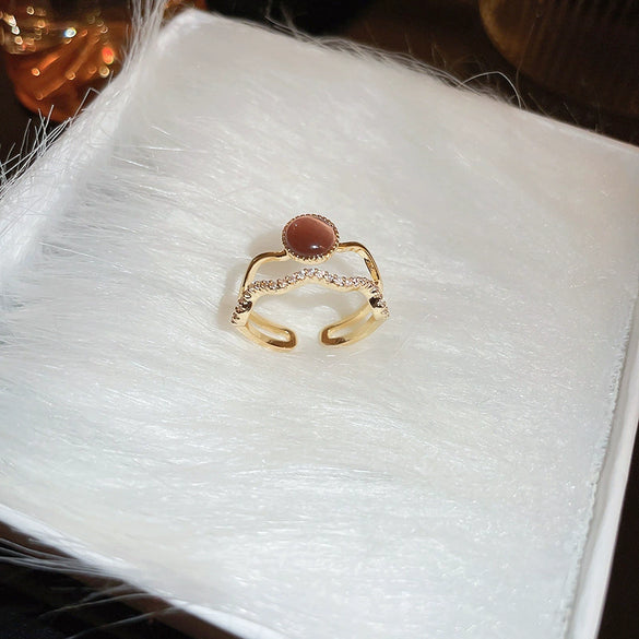 Wholesale Turquoise Geometric Style Opening Ring With Electroplating Treatment For Women