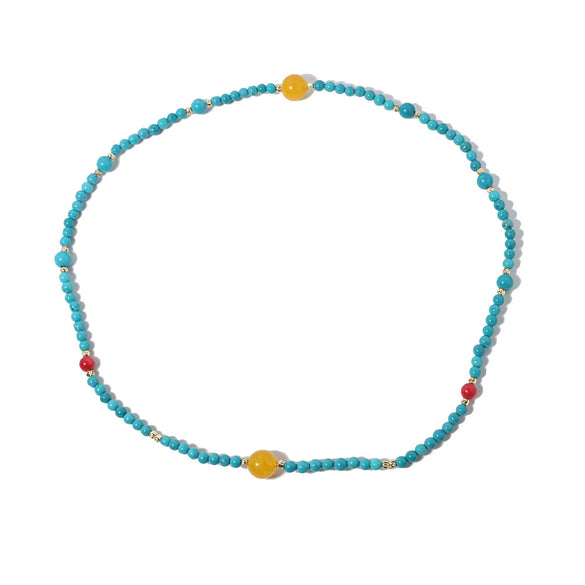 Wholesale Turquoise Gold Plated Handmade Retro Style Women's Necklace