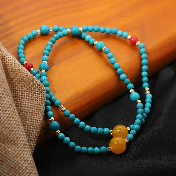 Wholesale Turquoise Gold Plated Handmade Retro Style Women's Necklace
