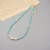 Wholesale Turquoise Handmade Geometric Baroque Pearl Necklace And Bracelet For Women