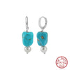 Wholesale Turquoise Pearl Drop Earrings For Women Geometric Style Electroplated