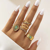 Wholesale Turquoise Retro Geometric Inlay Ladies Ring