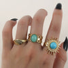 Wholesale Turquoise Retro Geometric Inlay Ladies Ring
