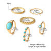 Wholesale Turquoise Retro Geometric Inlay Ladies Ring