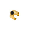 Wholesale Turquoise Ring With Natural Stone Stainless Steel Geometric Pattern Pvd Real Gold Plating For Girls Retro Style