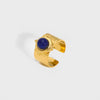 Wholesale Turquoise Ring With Natural Stone Stainless Steel Geometric Pattern Pvd Real Gold Plating For Girls Retro Style
