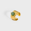 Wholesale Turquoise Ring With Natural Stone Stainless Steel Geometric Pattern Pvd Real Gold Plating For Girls Retro Style