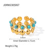 Wholesale Turquoise Stainless Steel Open Ring With Geometric Style And Electroplating Treatment