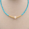 Wholesale Turquoise Women's Beaded Clavicle Chain Necklace With Geometric Style Handmade