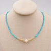 Wholesale Turquoise Women's Beaded Clavicle Chain Necklace With Geometric Style Handmade