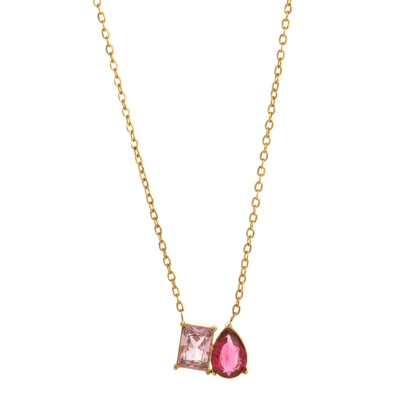 Wholesale Twelve Birthstone Marquise Pendant Necklace Titanium Steel Geometric Minimalist Electroplated
