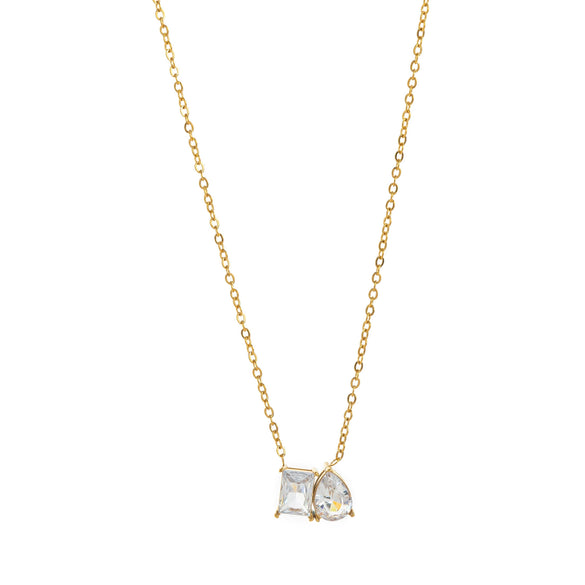 Wholesale Twelve Birthstone Marquise Pendant Necklace Titanium Steel Geometric Minimalist Electroplated