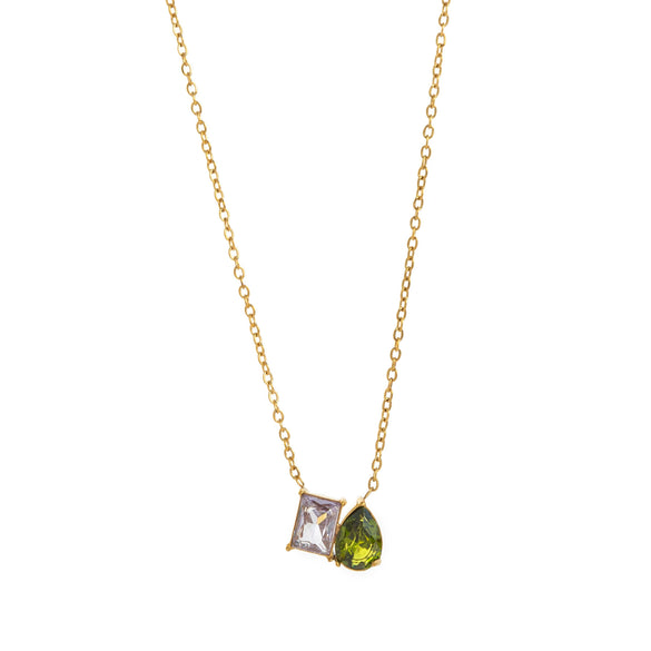 Wholesale Twelve Birthstone Marquise Pendant Necklace Titanium Steel Geometric Minimalist Electroplated